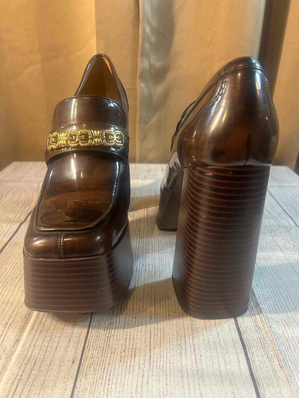 Sam Edelman Rowe Platform Loafer Heels in Dark Brown - Picture 3 of 3